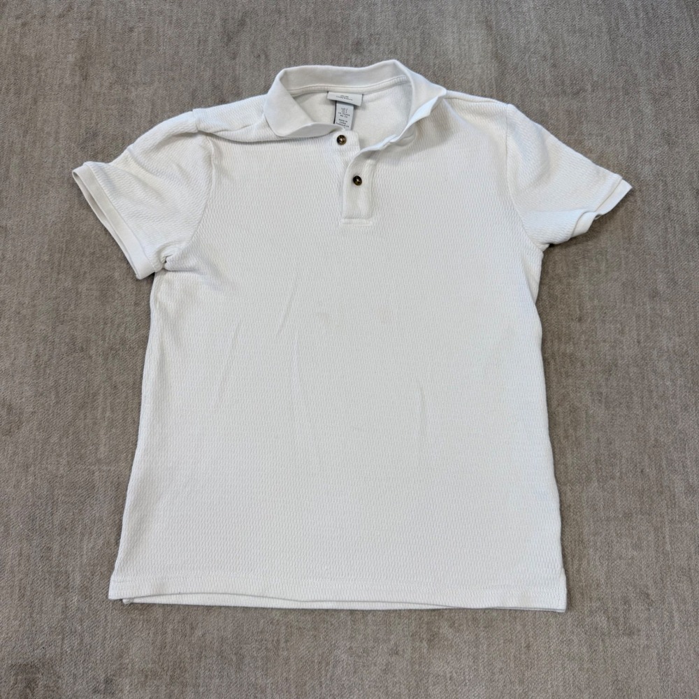 HM Mens White Textured Slim Fit Short Sleeve Polo Shirt 2058 Small